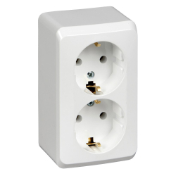 Розетка двойная с заземлением 16А Systeme Electric (Schneider Electric) Etude, белый PA16-007B