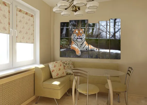 Модульная картина "Довольный тигр"