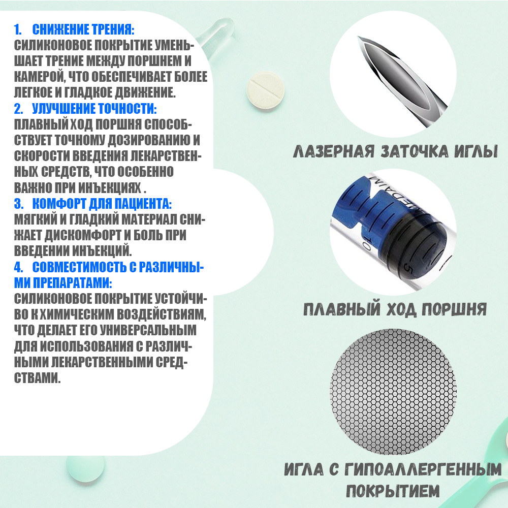 Шприц 20 мл. инъекционный 3-х компонентный с иглой 0,8*40 мм (21Gх1 1/2") luer slip 50 шт. MEDcare