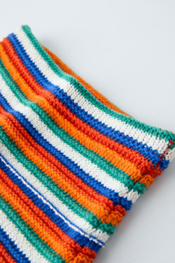 ZARA ТРИКОТАЖНАЯ ЮБКА В ПОЛОСКУ, РАЗНОЦВЕТНЫЙ