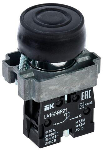 Кнопка LA167-BP21 d22мм 1з черн. IEK BBT20-BP21-1-22-67-K02