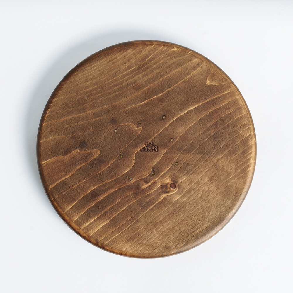Деревянный круглый сервировочный поднос Art of Siberia для подачи WS5