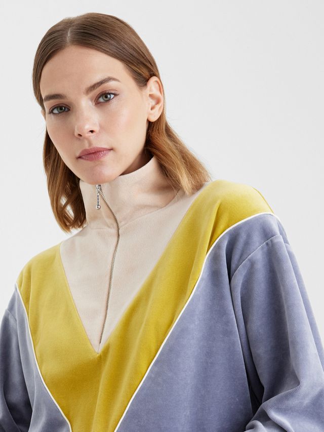 Толстовка на молнии серый/горчица