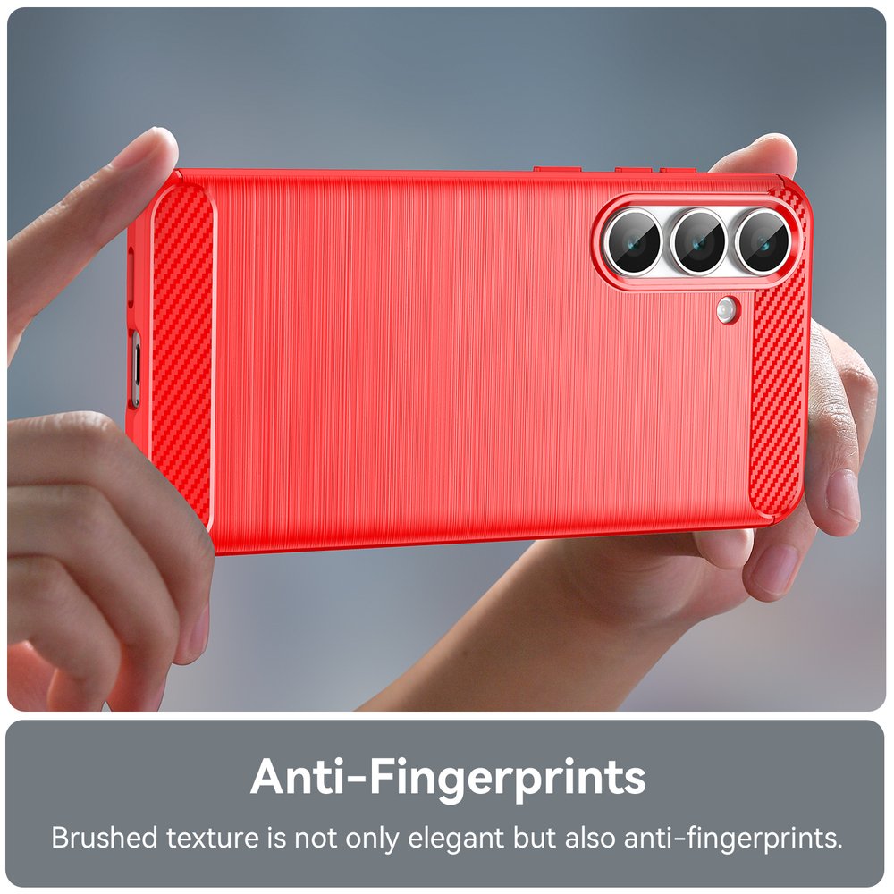 Чехол красного цвета с дизайном под карбон на Samsung Galaxy S25 FE, серия Carbon от Caseport