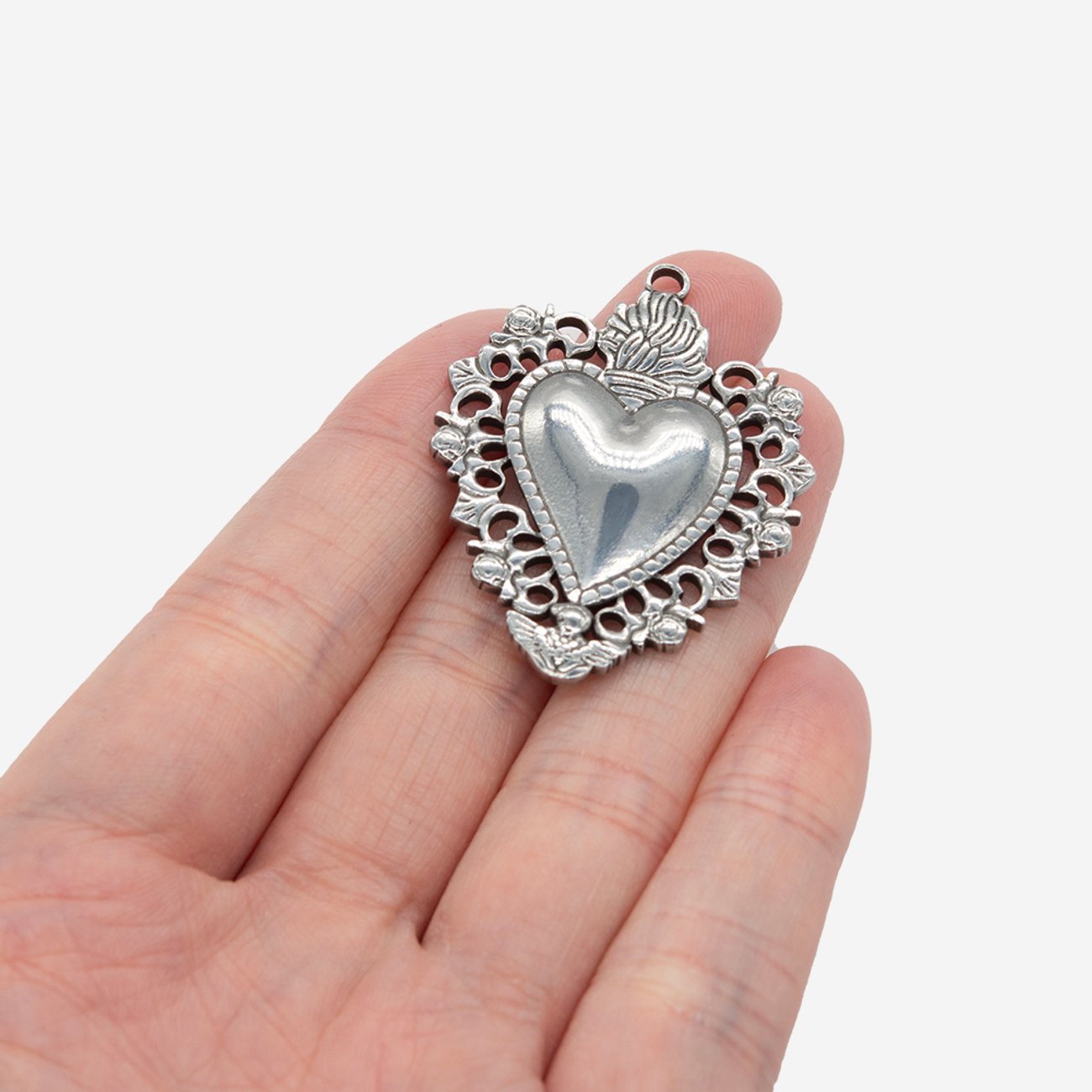 Подвеска "Royal Heart" 40*31мм, сталь без покрытия, чернение