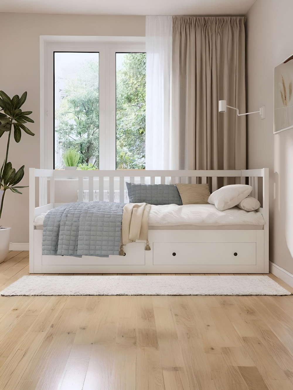 IKEA Кушетка-кровать раздвижная HEMNES, белая, 80*200/160*2000, КЫМОР (ИКЕА ХЕМНЭС)(IKEA HEMNES)