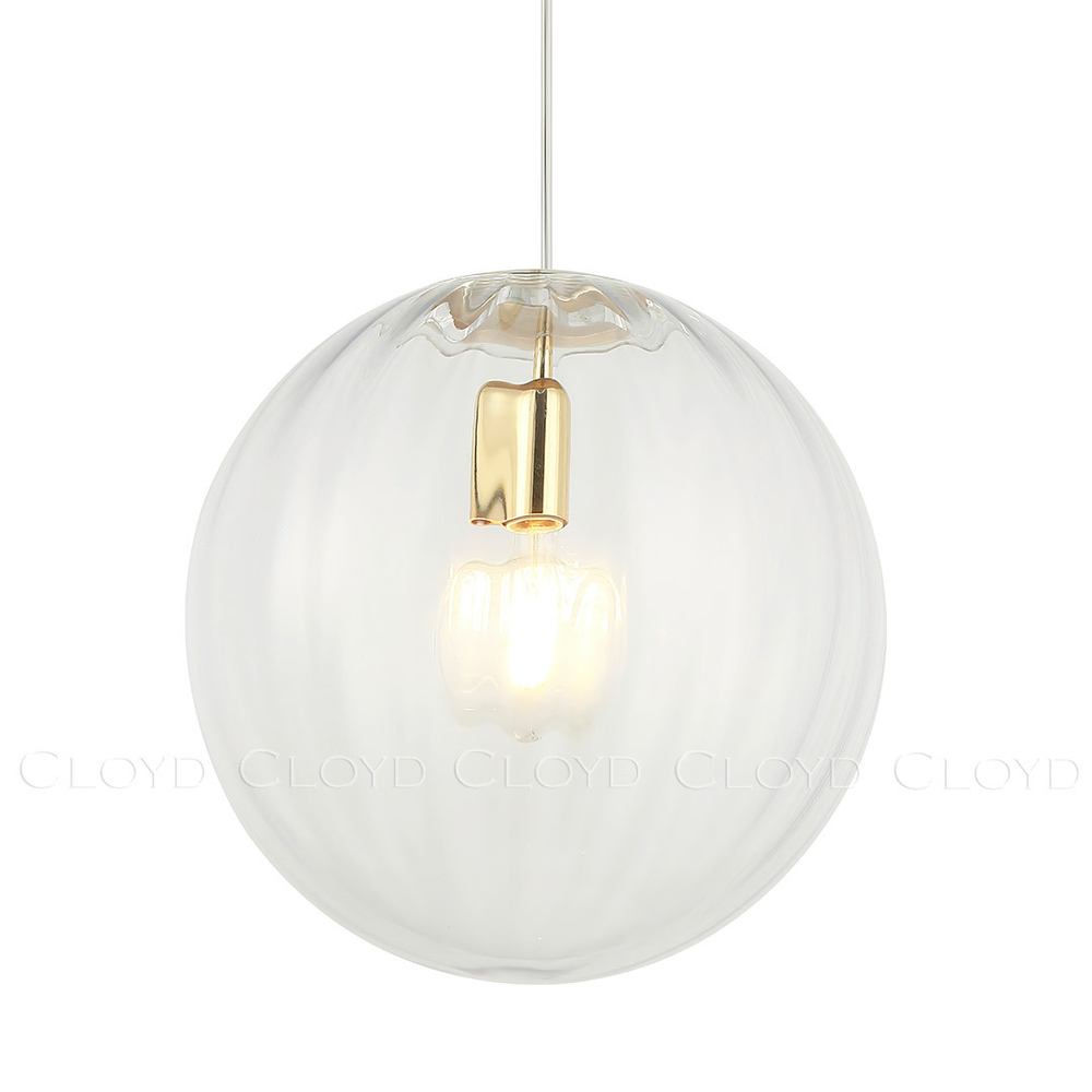 Подвесной светильник Cloyd BRINN-B P1 / Ø30 см - золото - прозрачн. стекло (арт.11597)