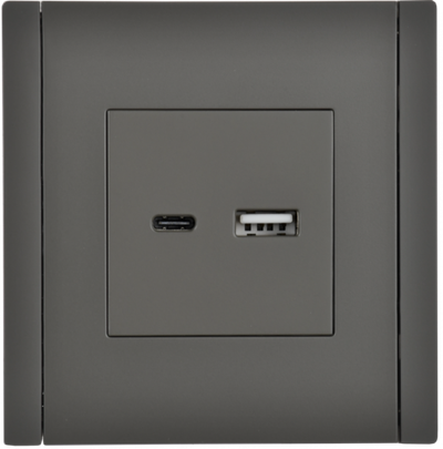 FORTE&PIANO Розетка USB A+C 18Вт FP351 серый IEK