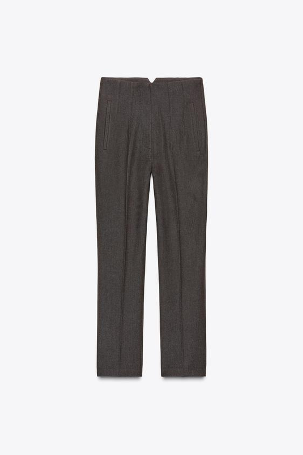 ZARA БРЮКИ С ВЫСОКОЙ ПОСАДКОЙ, КОРИЧНЕВЫЙ МЕЛАНЖ