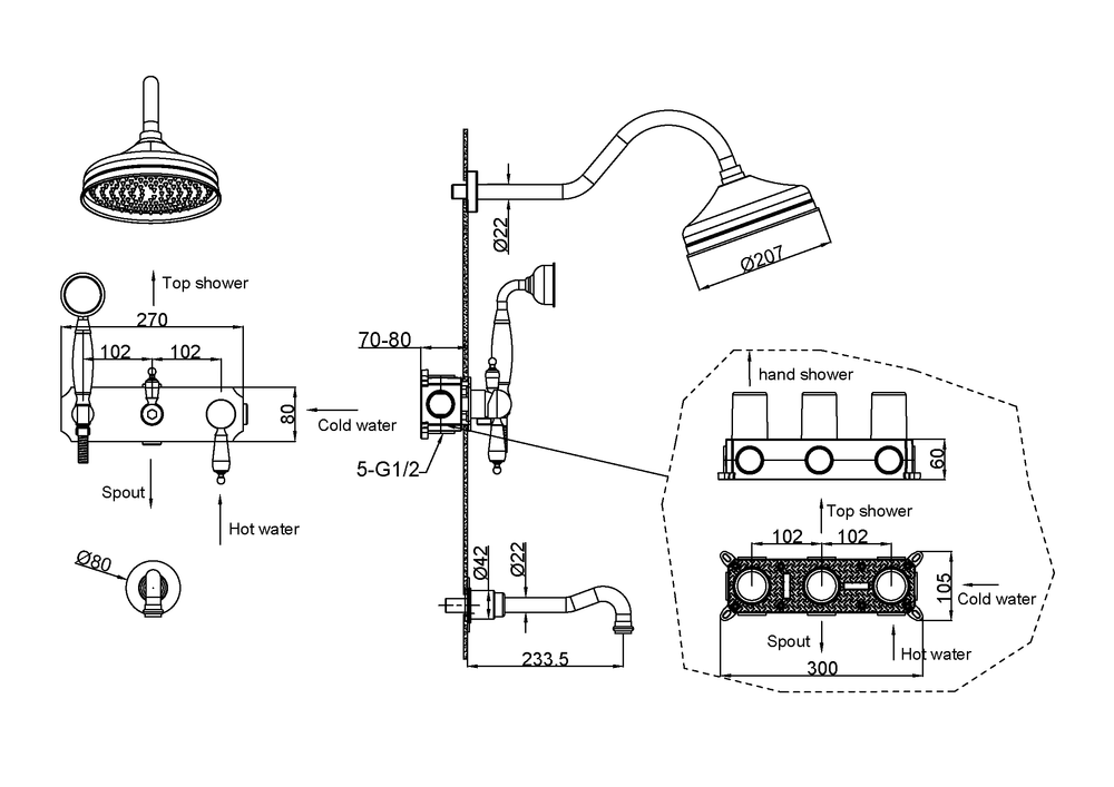 Boheme Смеситель для ванны, встроенный Medici, с прозрачным Swarovski