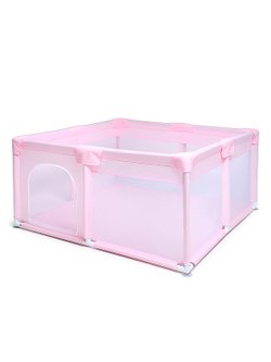 Манеж детский квадратный 128*128*65см цвет розовый (M12-3)