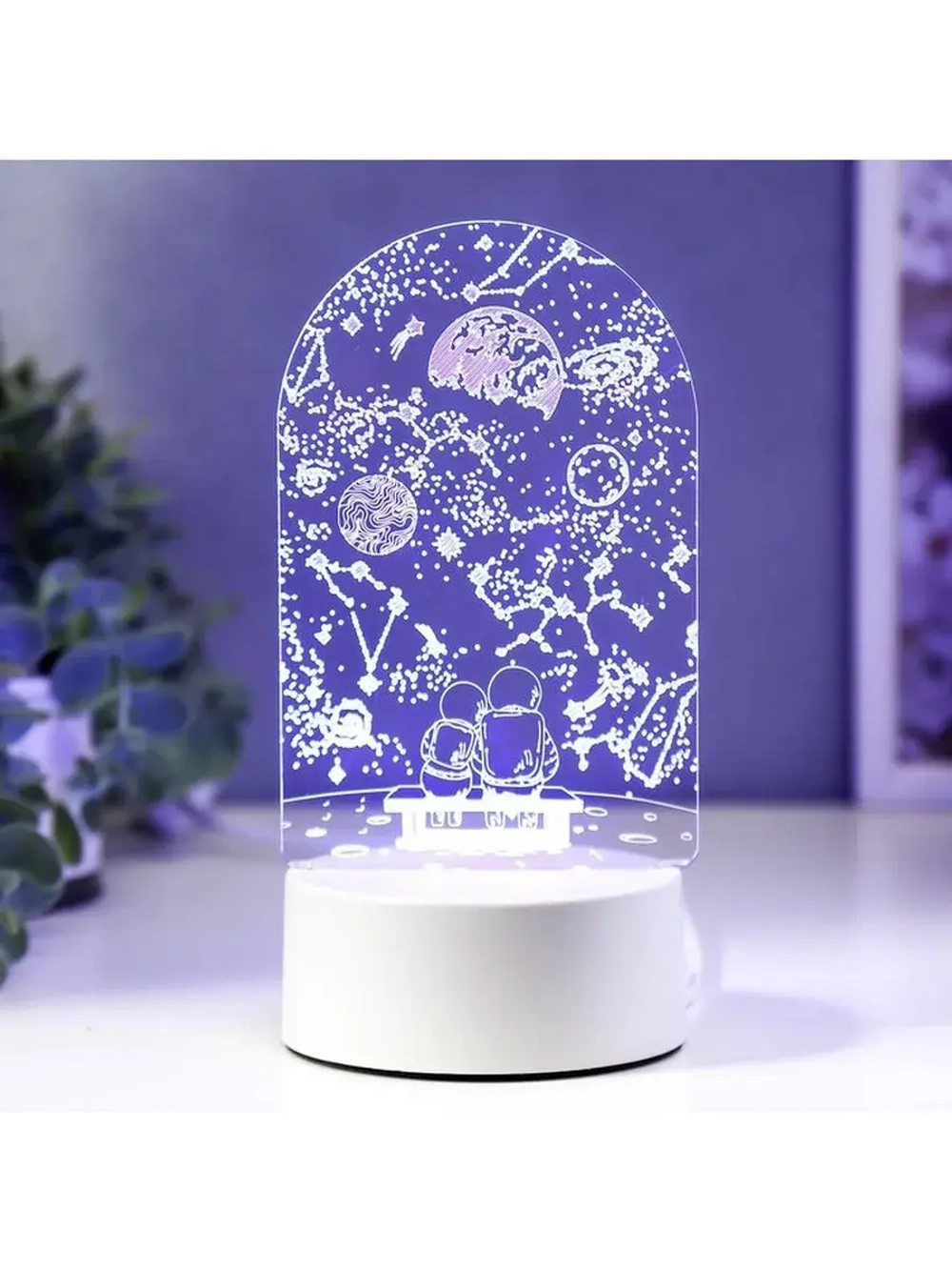 Светильник 3D ночник RISALUX «Пара в космосе», LED RGB, от с