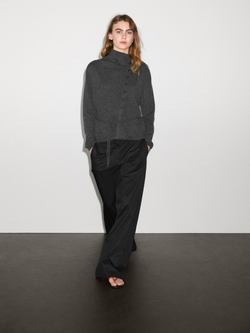 Massimo Dutti Кардиган с высоким воротником из 100% кашемира, серый