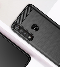 Чехол для Motorola Moto G8 plus цвет Black (черный), серия Carbon от Caseport