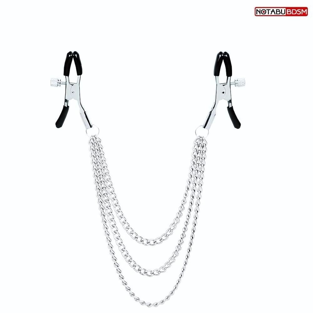 Оригинальные зажимы на соски с тройной цепочкой (Цвет: серебристый)