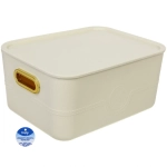 Корзина - органайзер для хранения с крышкой «ОКСФОРД», цвет айвори, 35*27*16,5см (лейбл Селфи)