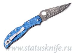 Нож Spyderco C258GFBLP Stretch Blue Nishijin Damascus Bladeфотография - 4