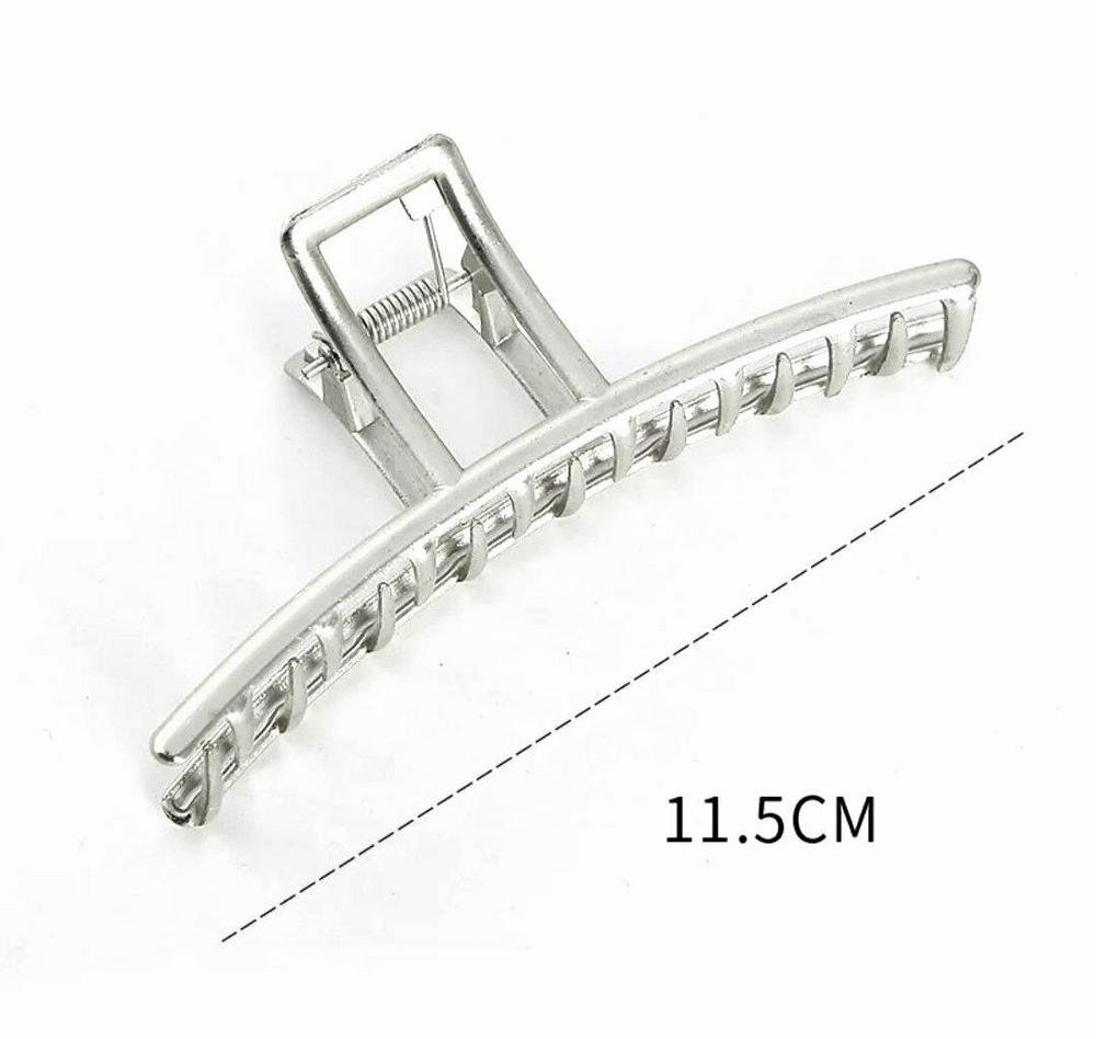 Заколка Краб. Модерн. Усиленная. Металлическая. Для прически хвост. Для всех типов волос. Цвет серебро