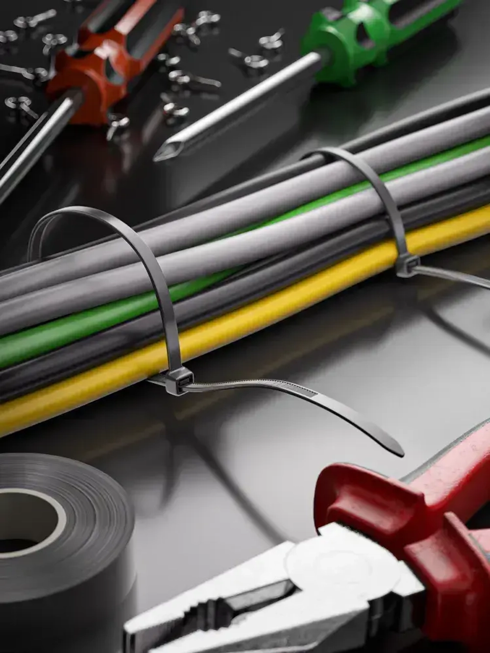 Стяжка (хомут) нейлоновая пластиковая, крепеж 2,5х200мм