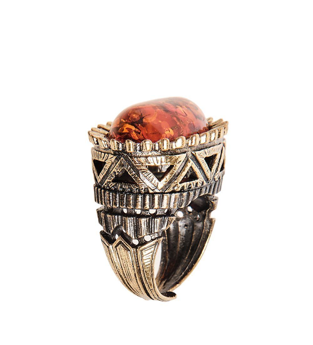 AM-2450 Кольцо «Император» (латунь, янтарь)