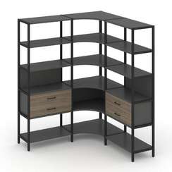 Shelf System Трехсекционный угловой стеллаж пятиярусный с ящиками SN.STMU-531 Антрацит/Вяз Благородн