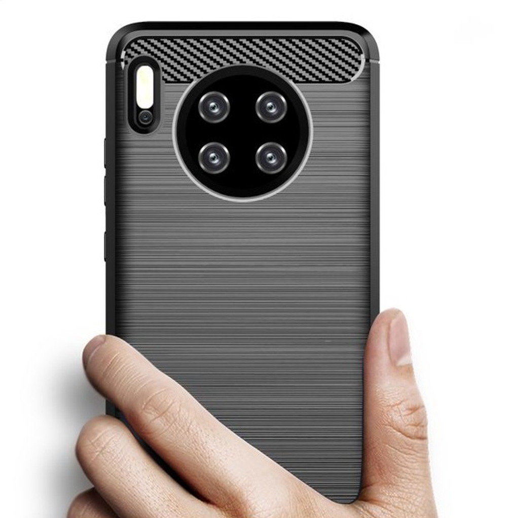 Чехол для Huawei Mate 30 цвет Black (черный), серия Carbon от Caseport