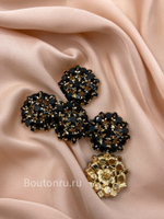 Пуговицы Стразы1 22 мм черные в золоте