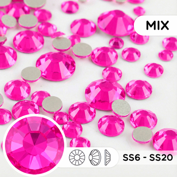 Набор стеклянных страз (mix размеров) — Fuchsia