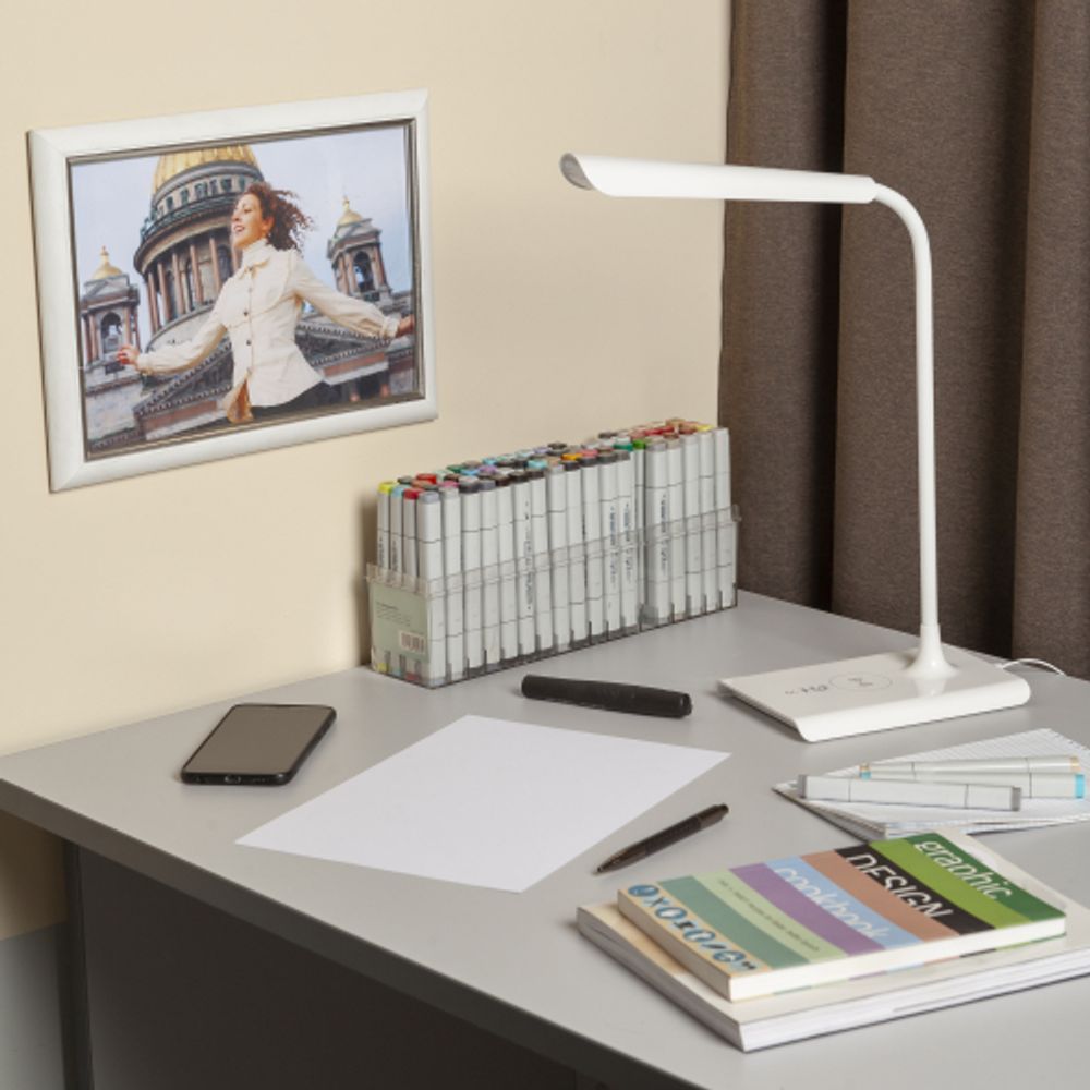 Настольный светильник ЭРА NLED-474-10W-W светодиодный белый | Светодиодные настольные лампы
