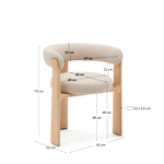 Granite Стул на 3 ножках из бежевого шенилла и массива ясеня в натуральной отделке