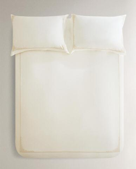 ZARA HOME ПОДОДЕЯЛЬНИК ИЗ САТИНА С ВЫШИВКОЙ (300 НИТЕЙ), ЗОЛОТОЙ