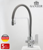 12026-H Смес. для кухни с гибким шлангом и под фильтр (СЕРЫЙ) GANZER (10/1шт)