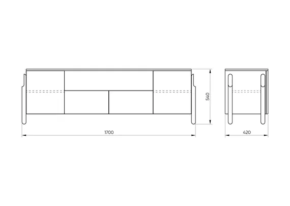 Тумба Basic под ТВ с нишей ширина 170 см (светло-серый)