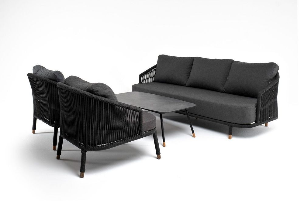 "Верона" лаунж-зона 5-местная плетеная из роупа (веревки), каркас алюминиевый темно-серый, роуп темно-серый