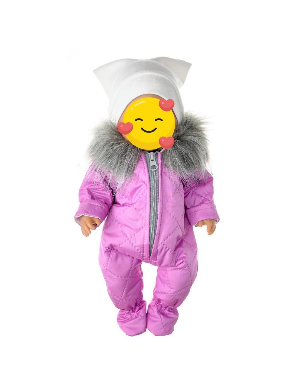 Зимний комбез цикамен и шапка для куклы ростом 43 см (987)