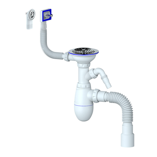 Сифон Unicorn бутылочный 3 1/2"*40 с переливом (прямоугольый и круглый) B427