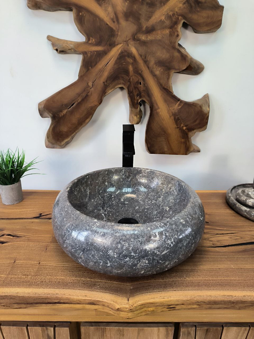 Раковина из мрамора Donut Grey DM-65868 45х45х15 из натурального камня