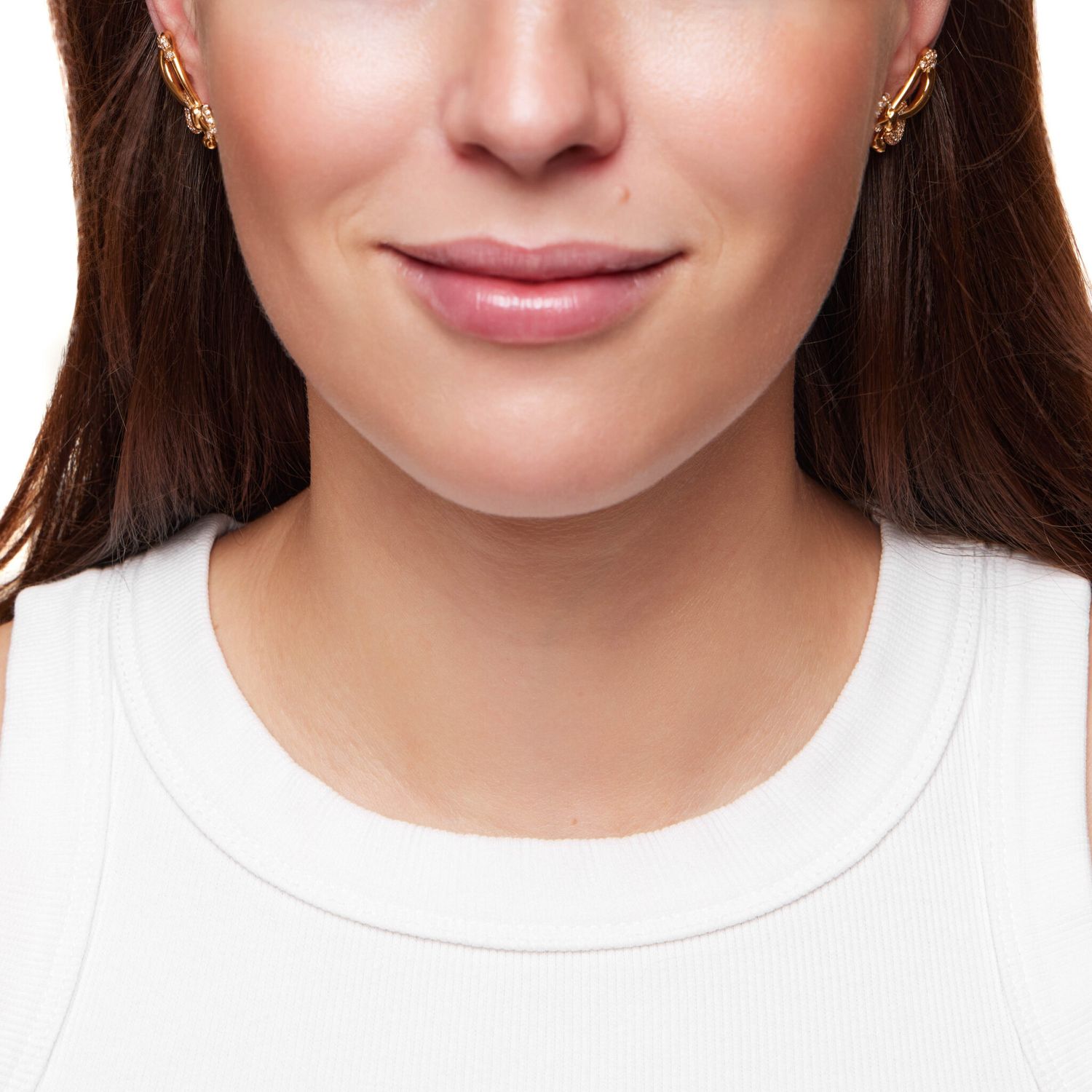 Каффы Crystal Pierced Bow Earrings - Gold