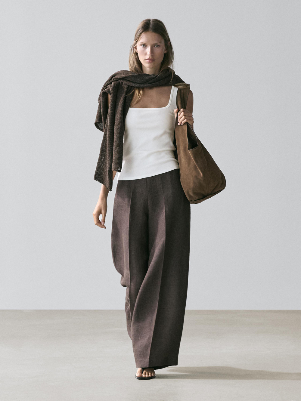 Massimo Dutti Топ без рукавов с квадратным вырезом, белый