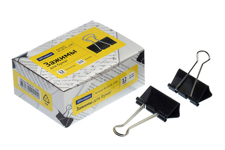 Зажим для бумаг металлический 41мм черный 12шт/уп Office Space