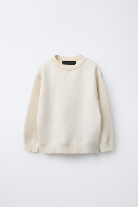 ZARA ОДНОТОННЫЙ СВИТЕР, ЭКРЮ