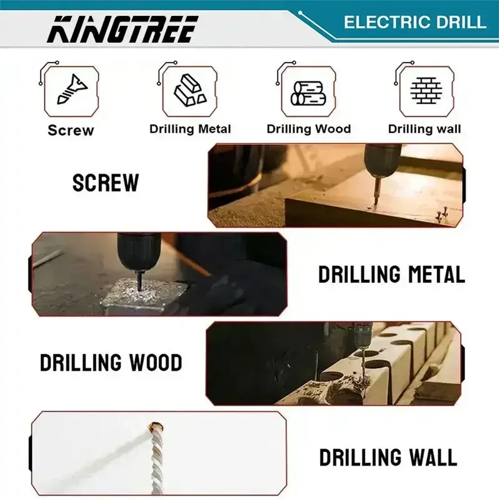 KingTree Шуруповерт, 18 В, 1 АКБ