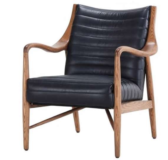 Кресло Finn Juhl Model 45 RS500, черная натуральная кожа