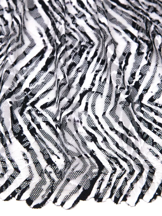 03-172 Кружево эластичное 23 см, зебра, черный/белый