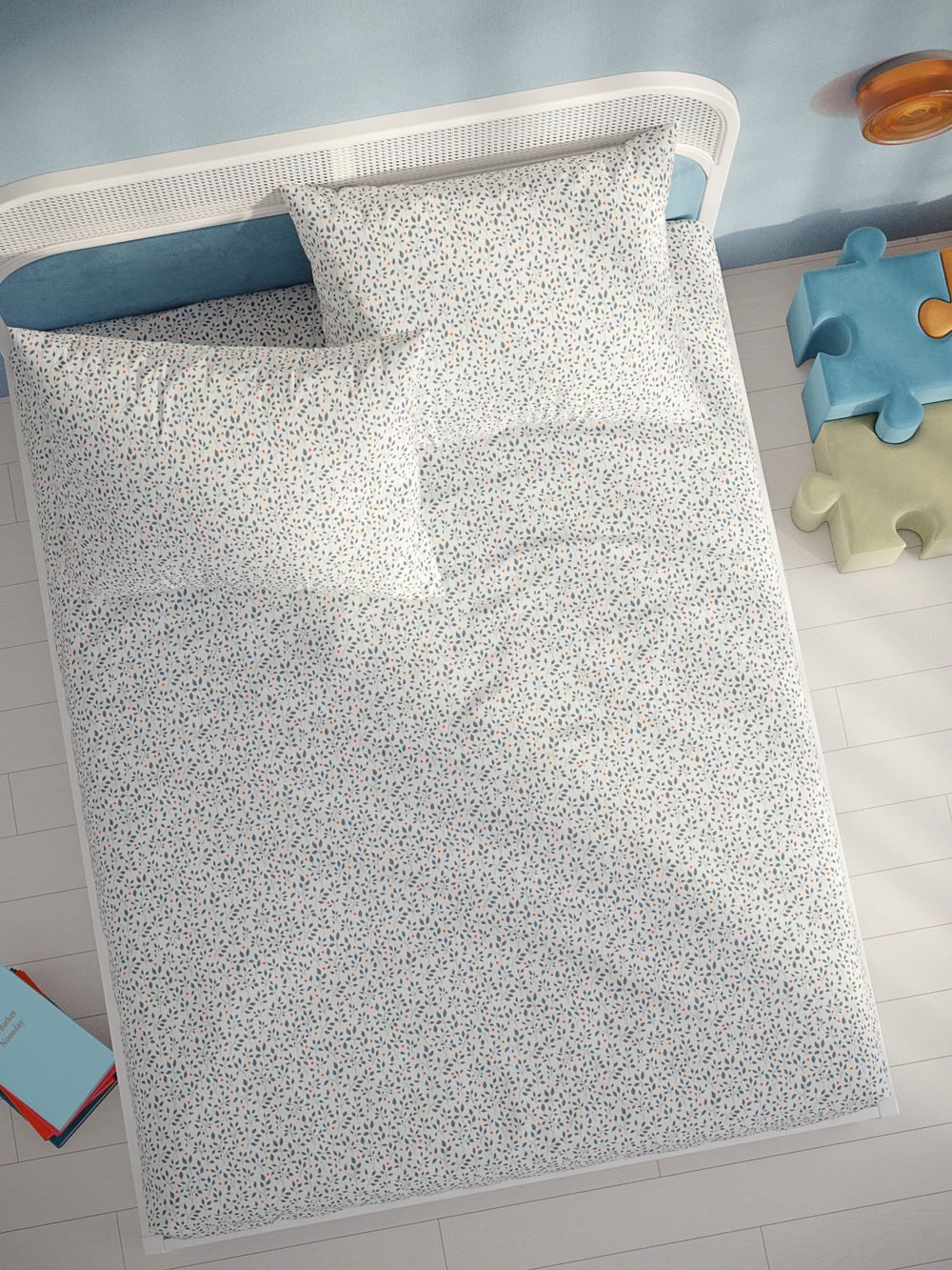 Постельное белье перкаль Сказка "Райс" семейное Наволочка 50х70 см 2 шт Простынь на резинке 160x200 см Пододеяльник 145x215 см 2шт