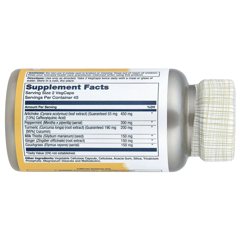 Solaray, средство для поддержки желчного пузыря, с артишоком и расторопшей, 90 растительных капсул