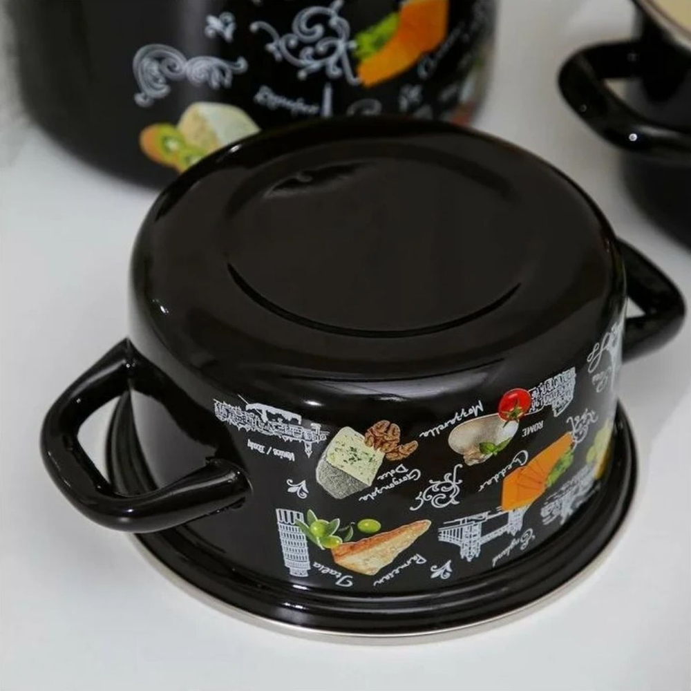 Набор эмалированной посуды 6 пр, кастрюли 1.5,2.3,5 л, Керчь, Сыр-5-1-Экстра, корич