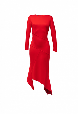 Облегающее платье из плотного трикотажа красное 06-03-23 FW