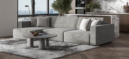 Угловой диван BOSS SOFT MODOOL MAX Велюр Royal стоун