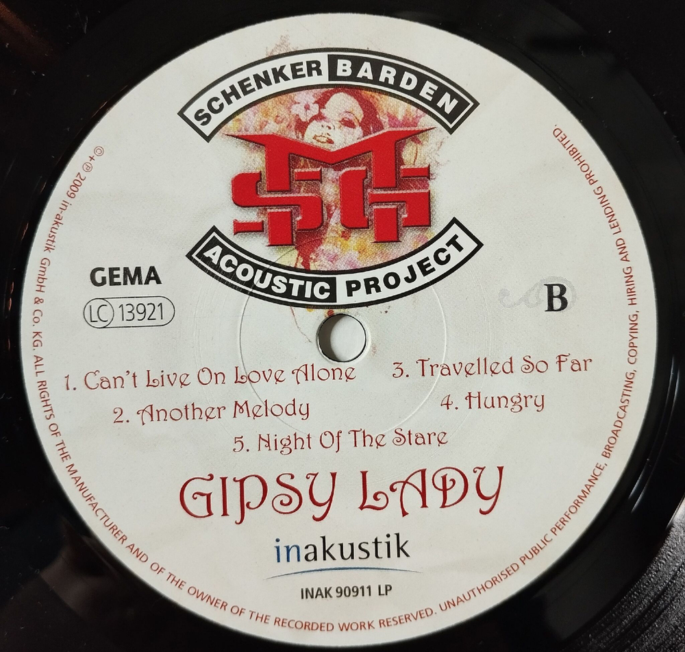 Винтажная виниловая пластинка LP Schenker Barden Acoustic Project, MSG Gipsy Lady (Germany 2011)